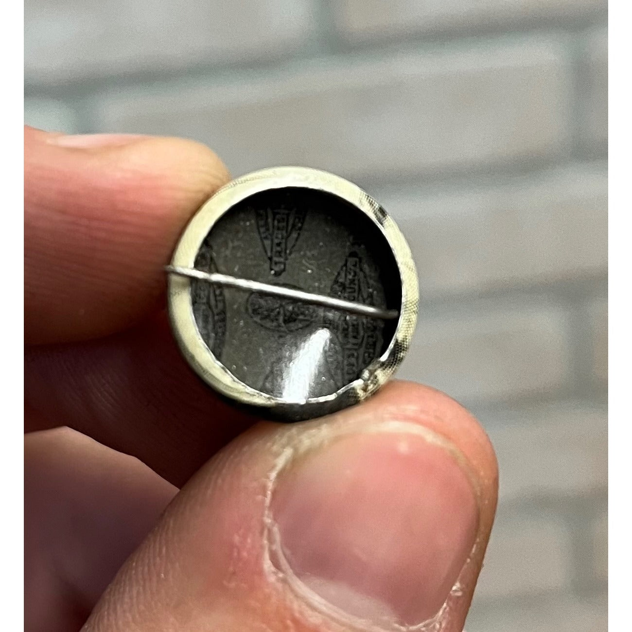 Vintage Early 1900s Santa & Child / Baby Photo Pin Pinback Button Christmas