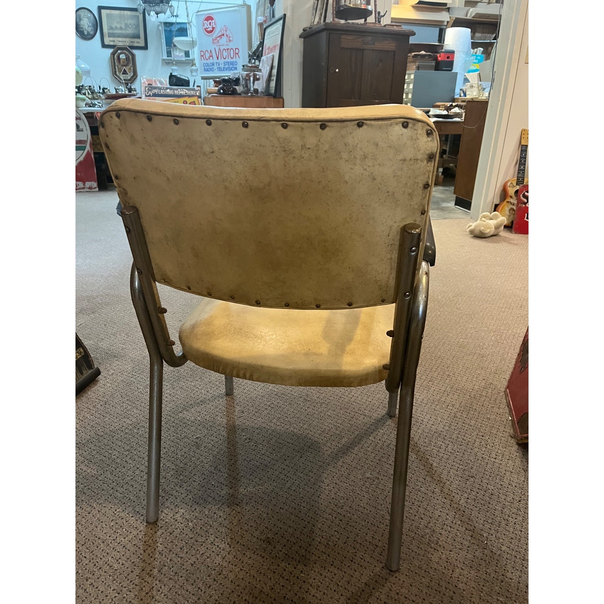 Original Vintage RCA Victor Advertising Dealer's Studio Chromcraft Chair Nipper Dog