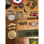 Vintage WWII Soldier Estate Lot Medals Service Patches Bars Ephemera