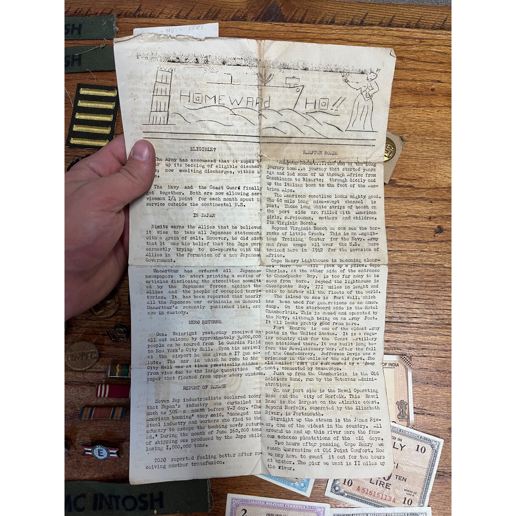Vintage WWII Soldier Estate Lot Medals Service Patches Bars Ephemera
