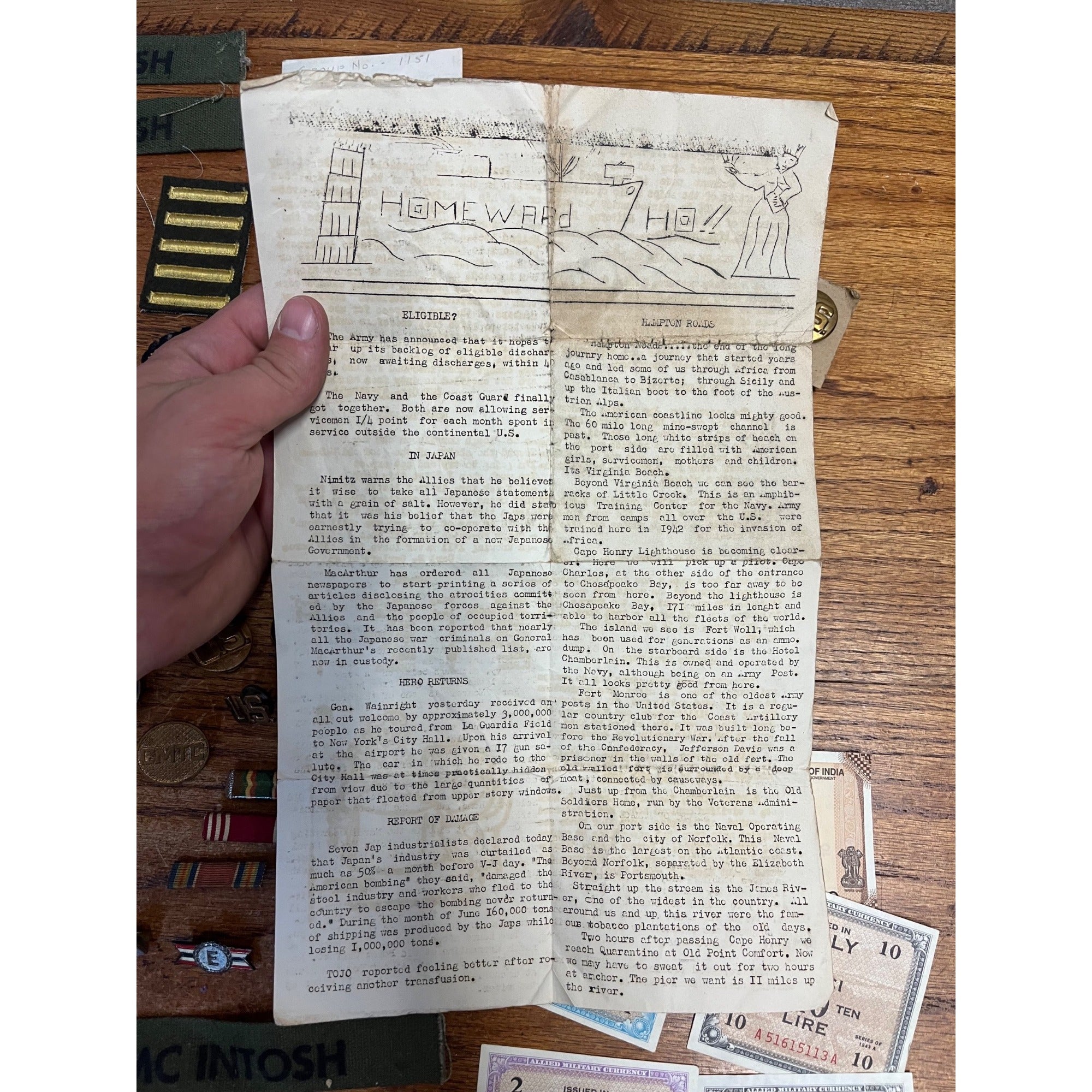 Vintage WWII Soldier Estate Lot Medals Service Patches Bars Ephemera