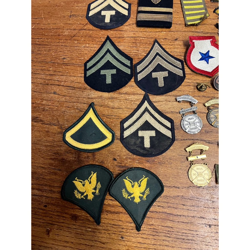 Vintage WWII Soldier Estate Lot Medals Service Patches Bars Ephemera