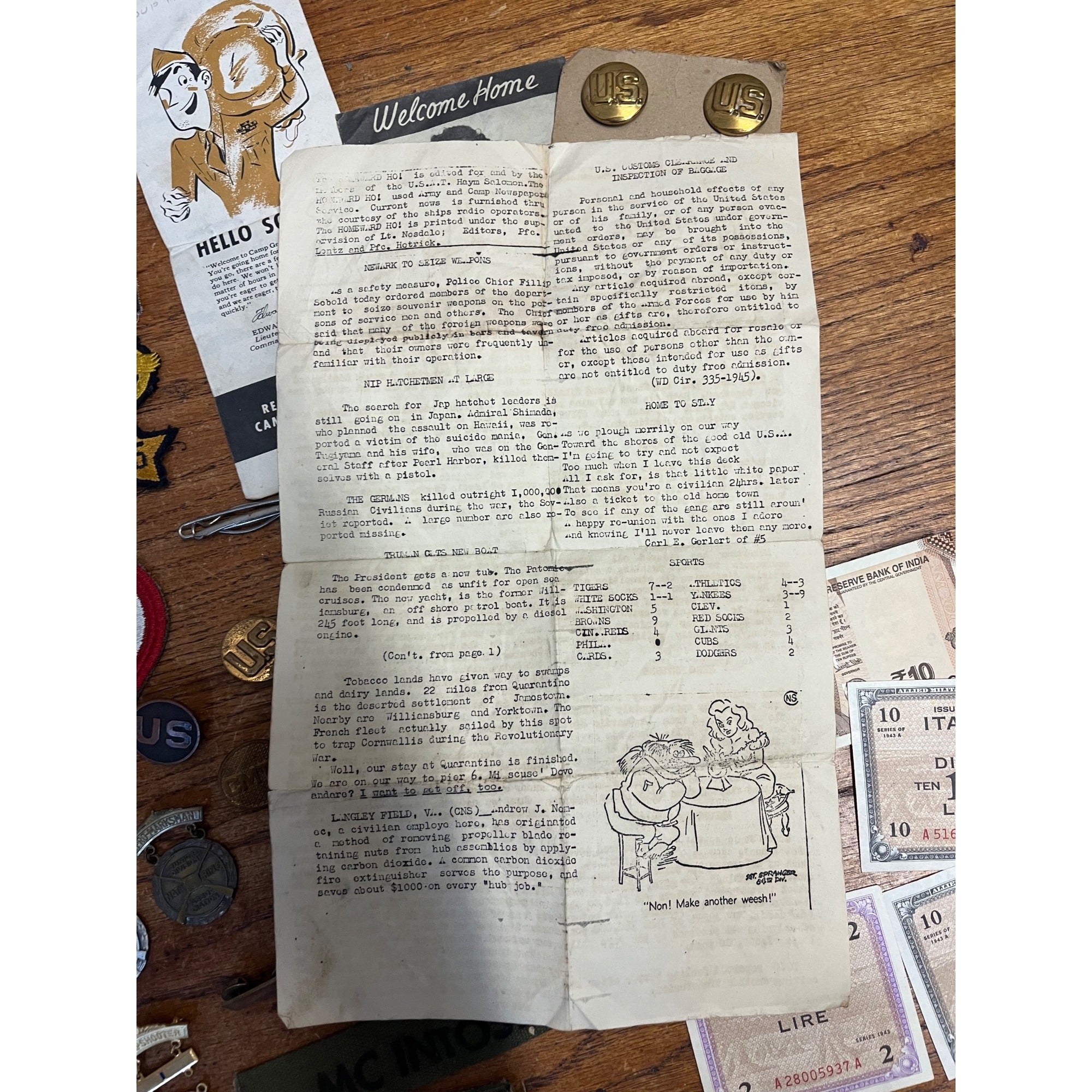 Vintage WWII Soldier Estate Lot Medals Service Patches Bars Ephemera