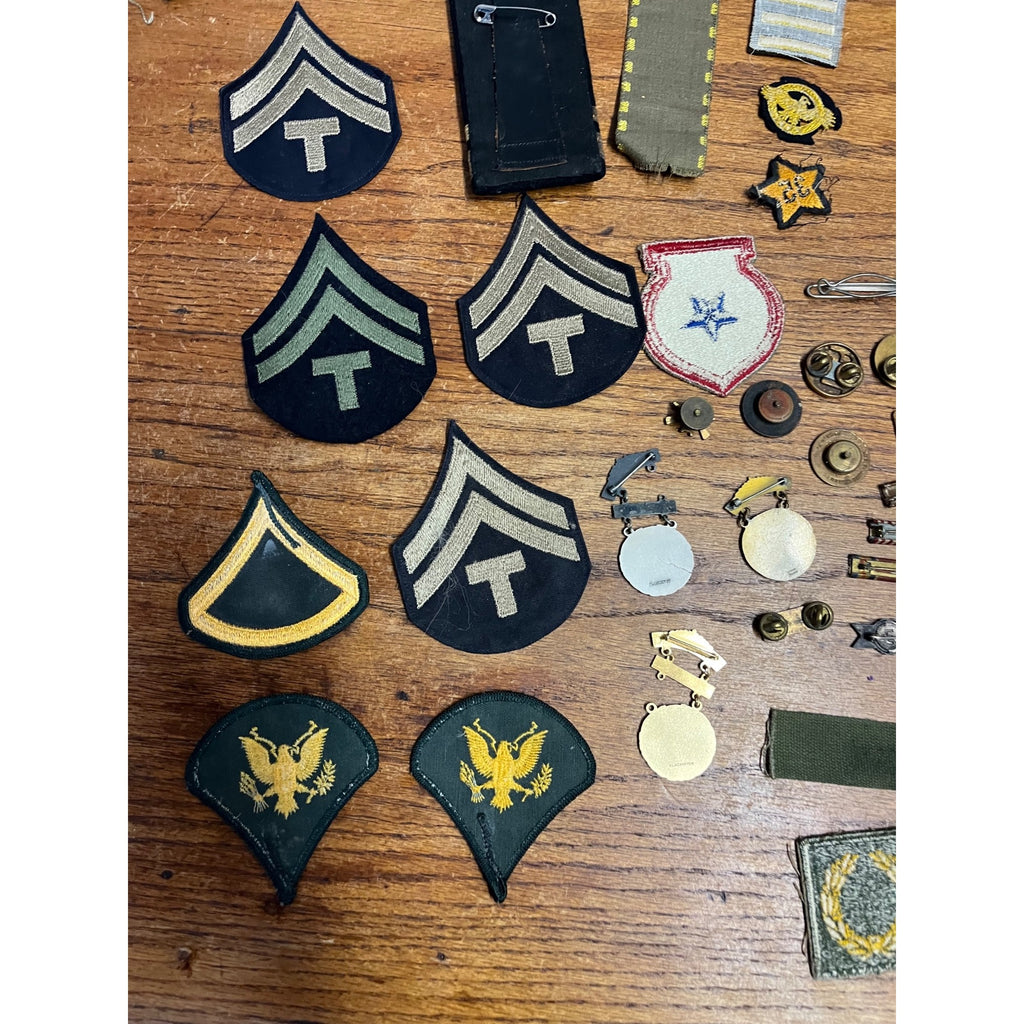 Vintage WWII Soldier Estate Lot Medals Service Patches Bars Ephemera