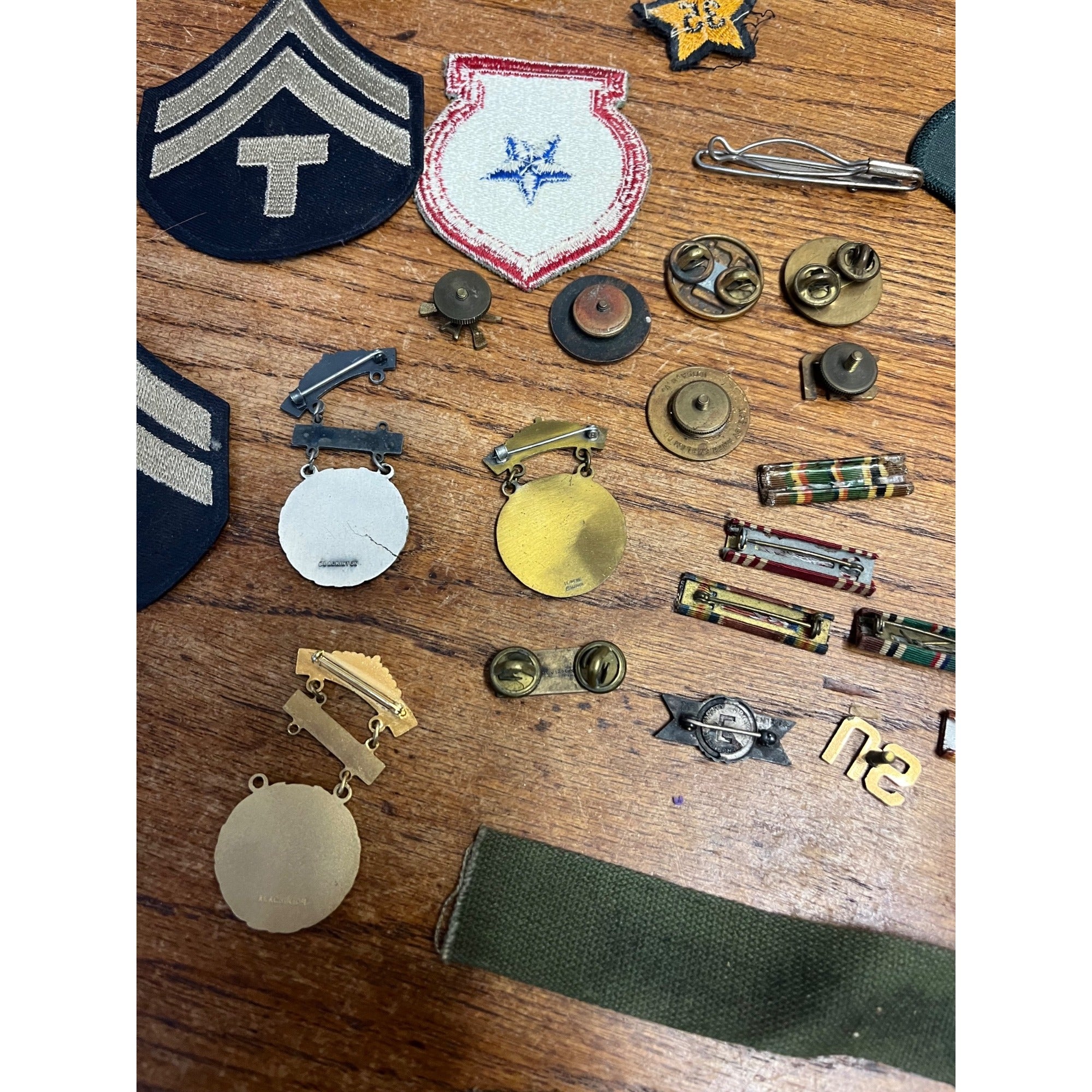 Vintage WWII Soldier Estate Lot Medals Service Patches Bars Ephemera
