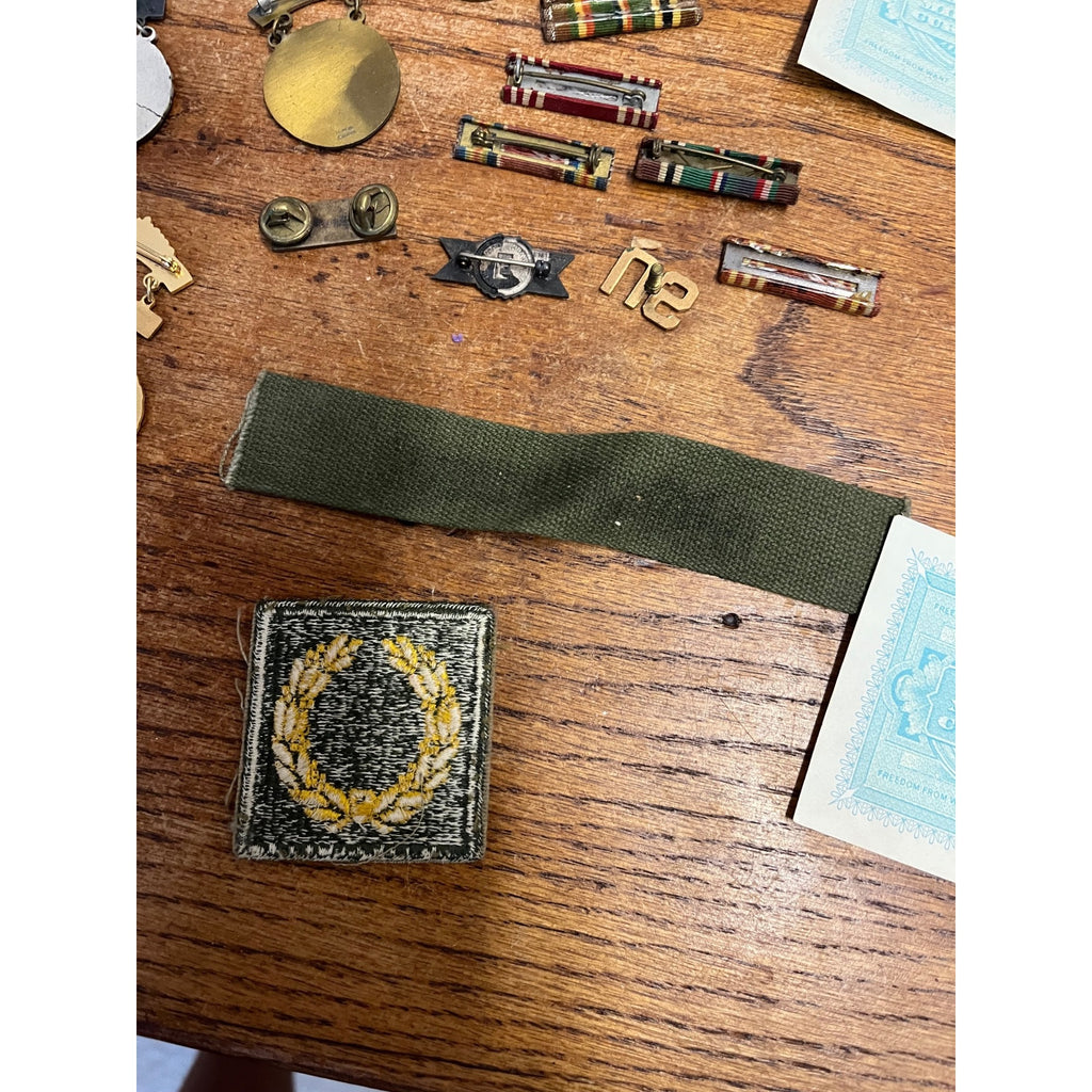 Vintage WWII Soldier Estate Lot Medals Service Patches Bars Ephemera