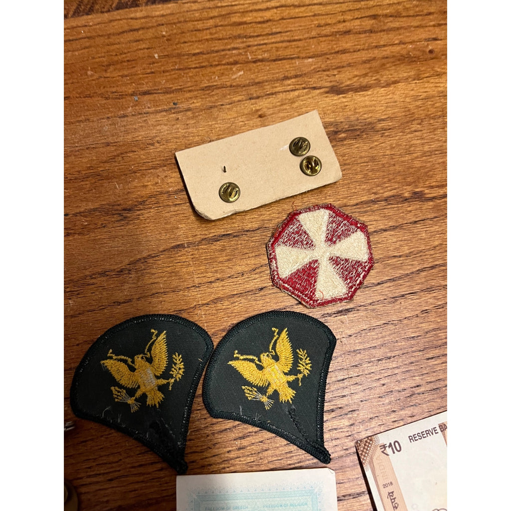Vintage WWII Soldier Estate Lot Medals Service Patches Bars Ephemera