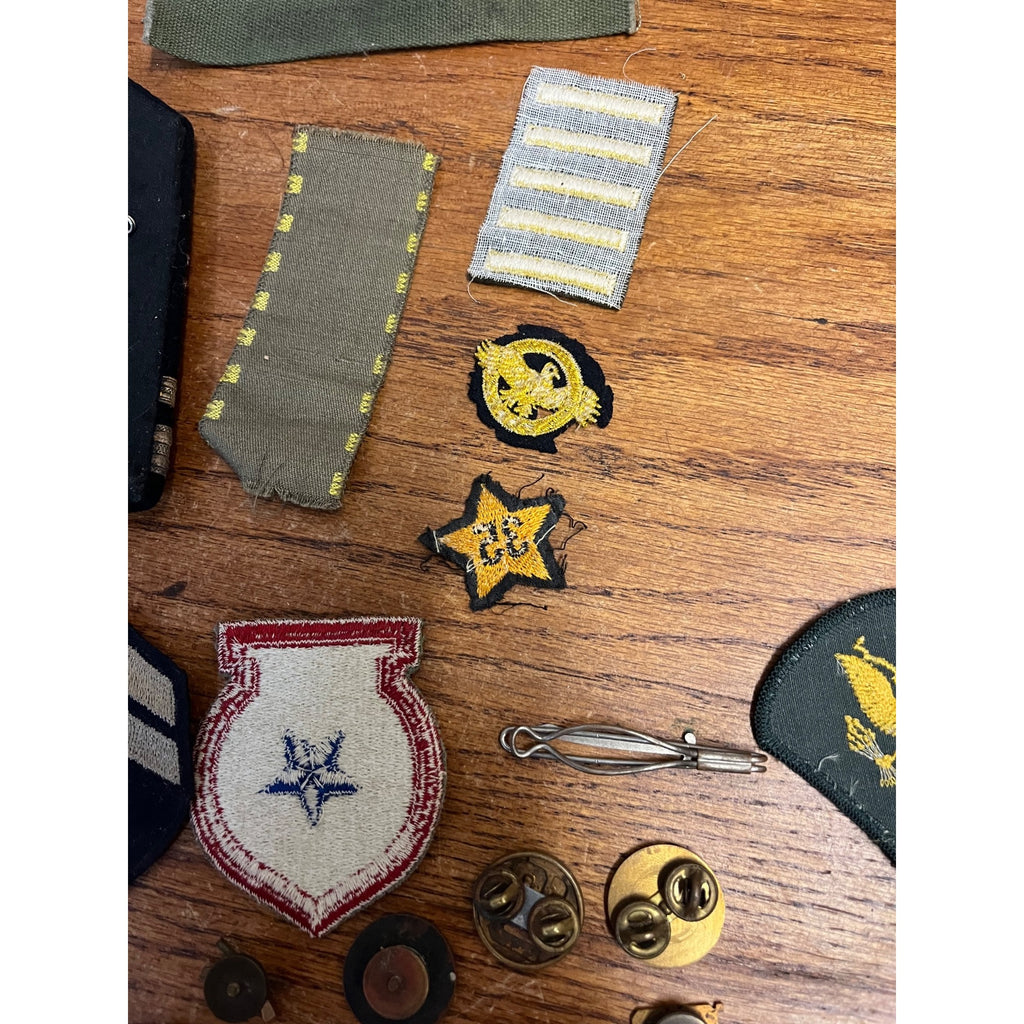 Vintage WWII Soldier Estate Lot Medals Service Patches Bars Ephemera