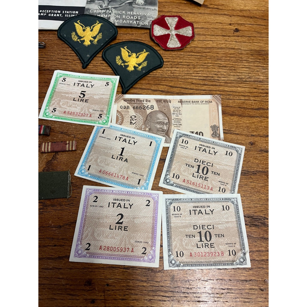 Vintage WWII Soldier Estate Lot Medals Service Patches Bars Ephemera
