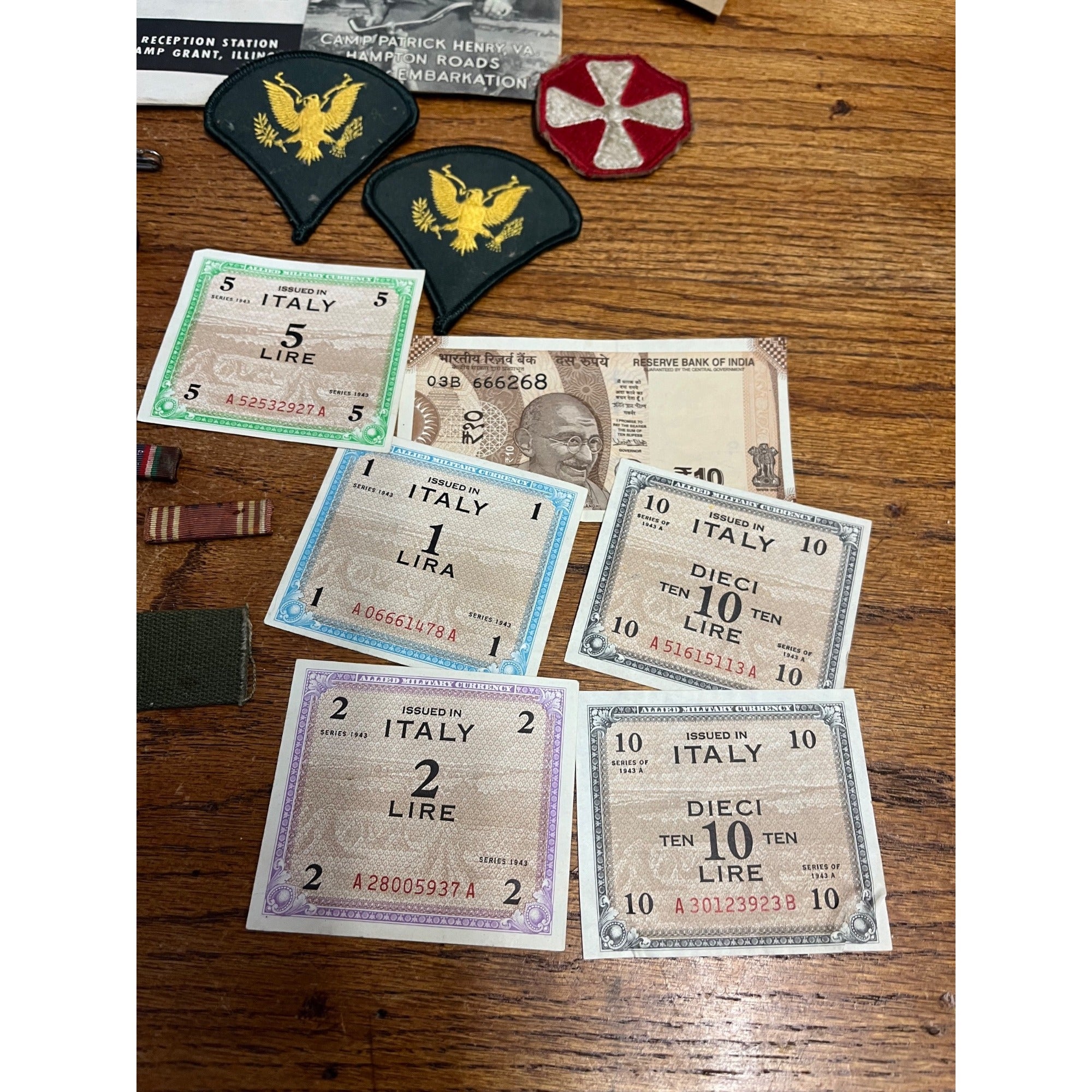 Vintage WWII Soldier Estate Lot Medals Service Patches Bars Ephemera