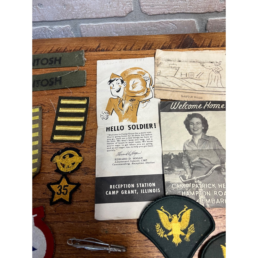 Vintage WWII Soldier Estate Lot Medals Service Patches Bars Ephemera