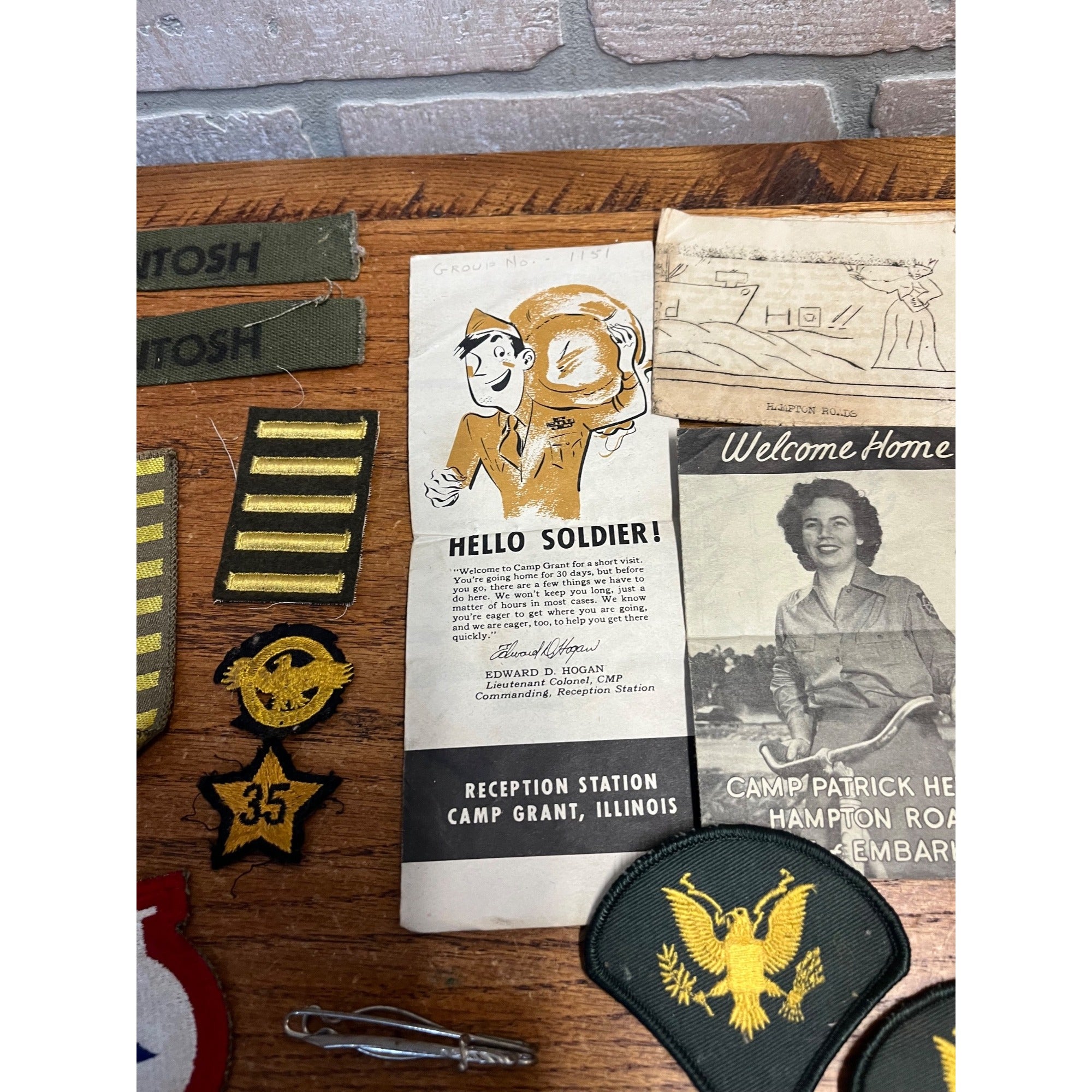 Vintage WWII Soldier Estate Lot Medals Service Patches Bars Ephemera