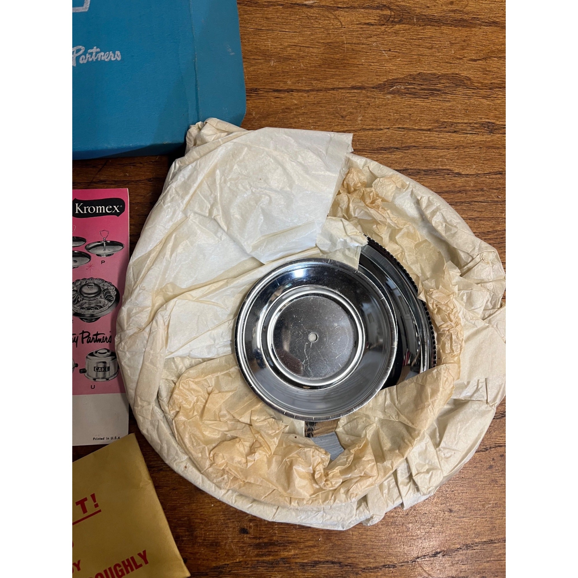 MCM Vintage KROMEX TWO 2-TIER TRAY PARTY PARTNER TIDBIT SNACK TRAY ORIGINAL BOX