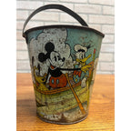 RARE Vintage c1938 Disney Ohio Art Co. Tin Litho Sand Pail Bucket Mickey Minnie