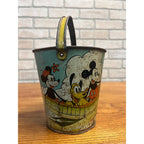 RARE Vintage c1938 Disney Ohio Art Co. Tin Litho Sand Pail Bucket Mickey Minnie