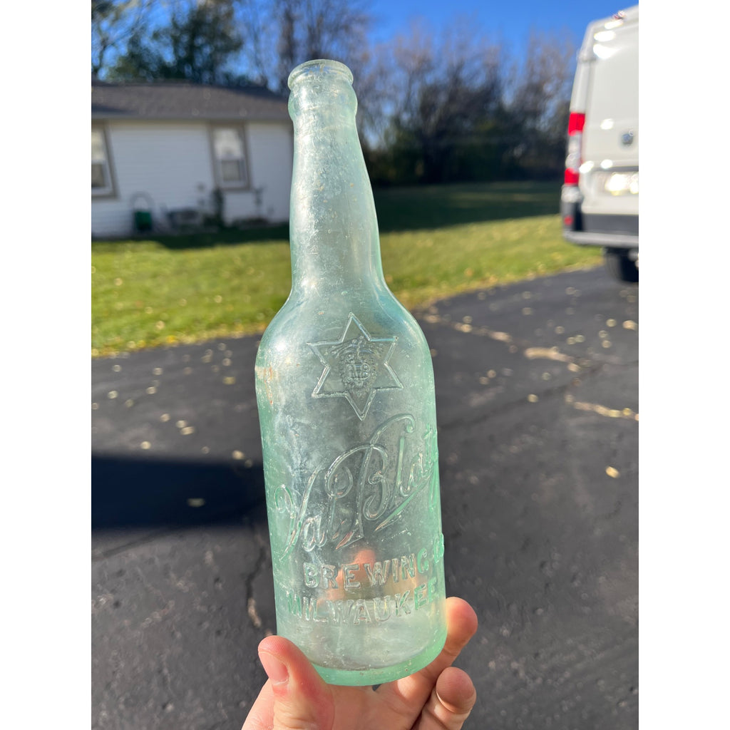 Pre-Pro Val Blatz Brewing Company Milwaukee Vintage Aqua Blue Beer Bottle