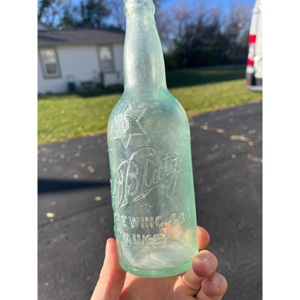Pre-Pro Val Blatz Brewing Company Milwaukee Vintage Aqua Blue Beer Bottle