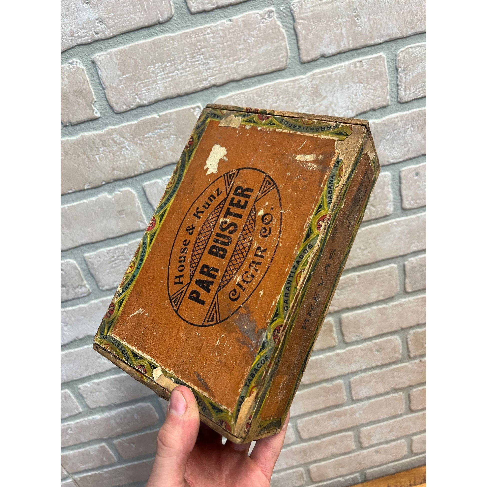 Vintage Par Buster Cigar Wooden Box Advertising Golfer House & Kunz Milwaukee