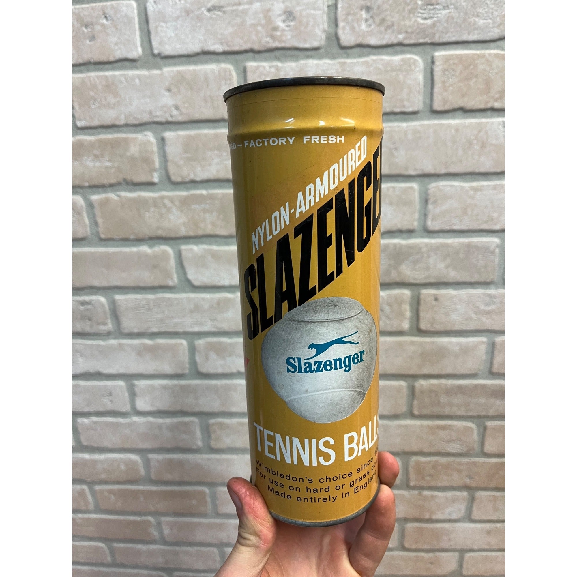 RARE Vintage Slazenger Tennis Balls SEALED Metal Tube Can Key Wind