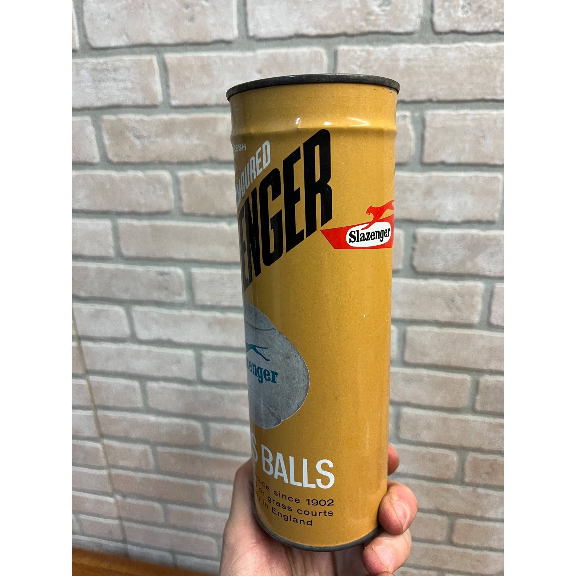 RARE Vintage Slazenger Tennis Balls SEALED Metal Tube Can Key Wind