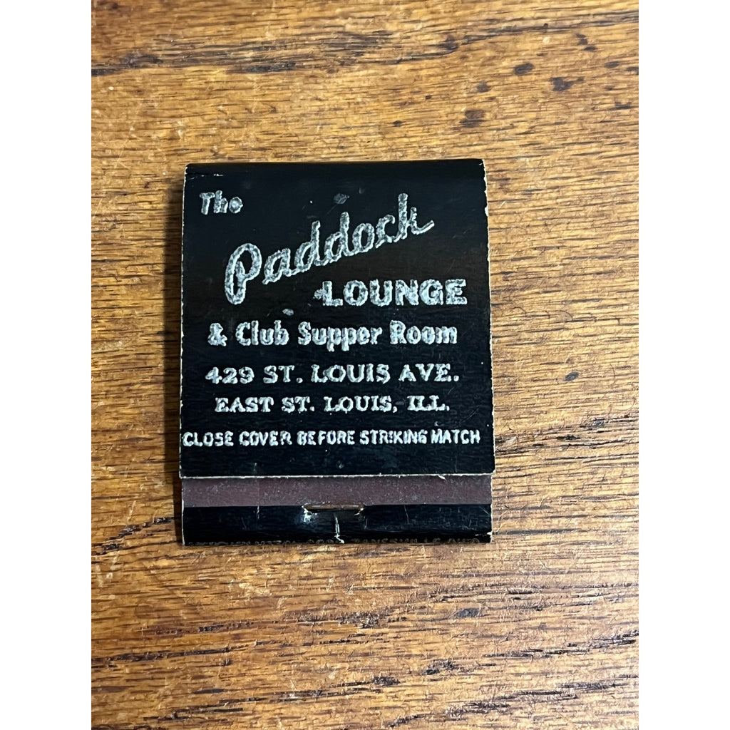Vintage The Paddock Lounge East St Louis, Illinois Advertising Full Matchbook