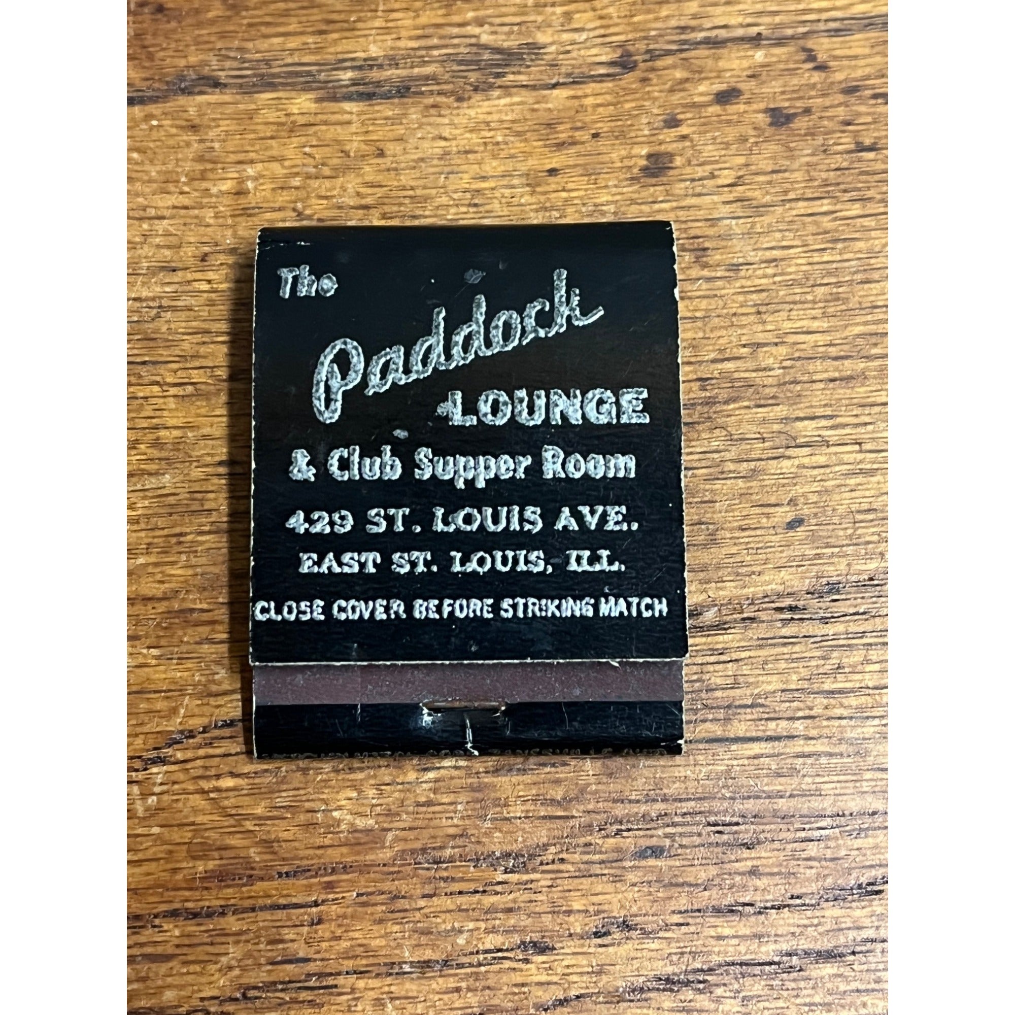 Vintage The Paddock Lounge East St Louis, Illinois Advertising Full Matchbook