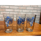 Miller Lite Beer Bar Glasses Lot (3) 2005 Lake Winnebago Sturgeon Hunt Spearing Fishing