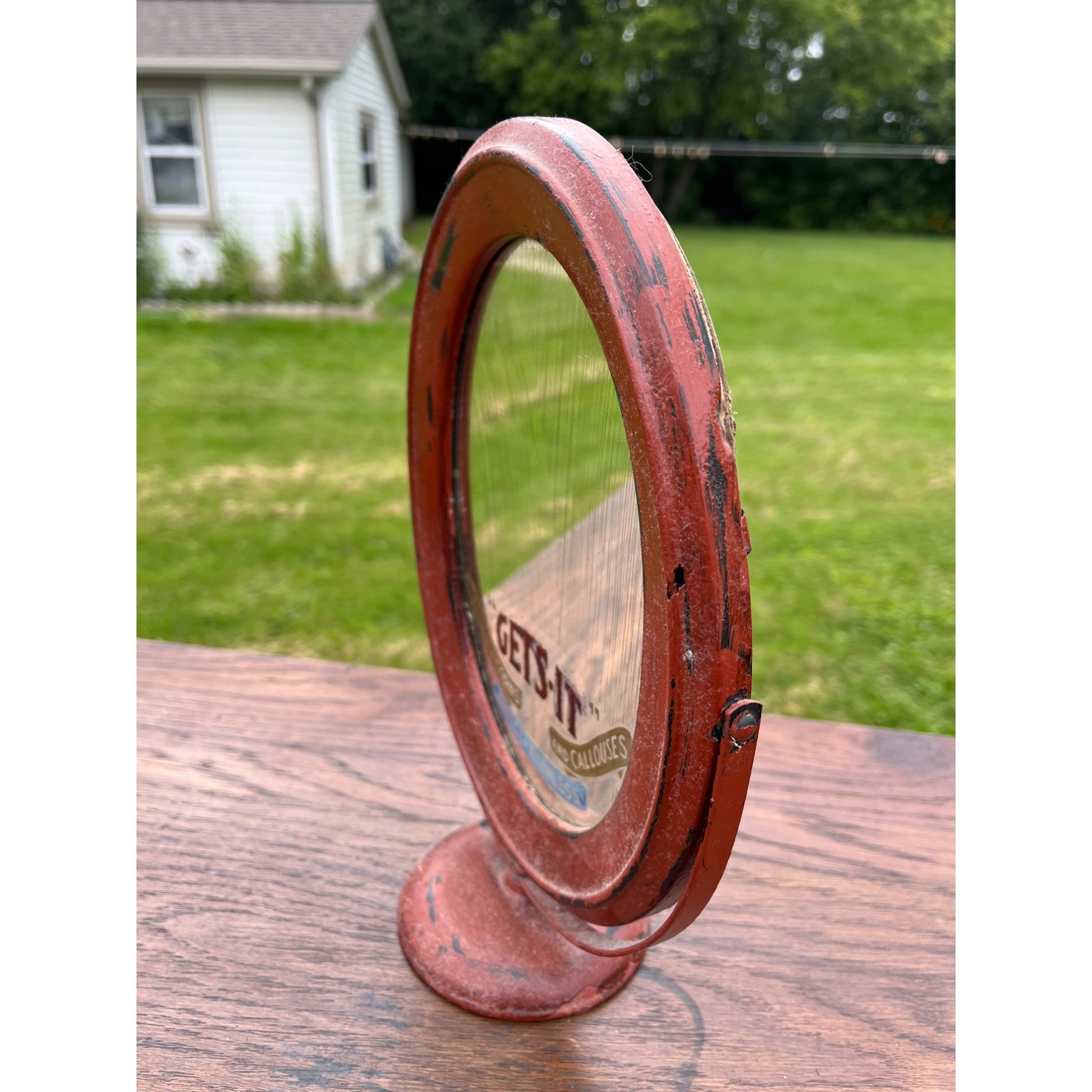 Antique Drug Store Counter Top Mirror Gets It Medicine Corn Remover Advertising