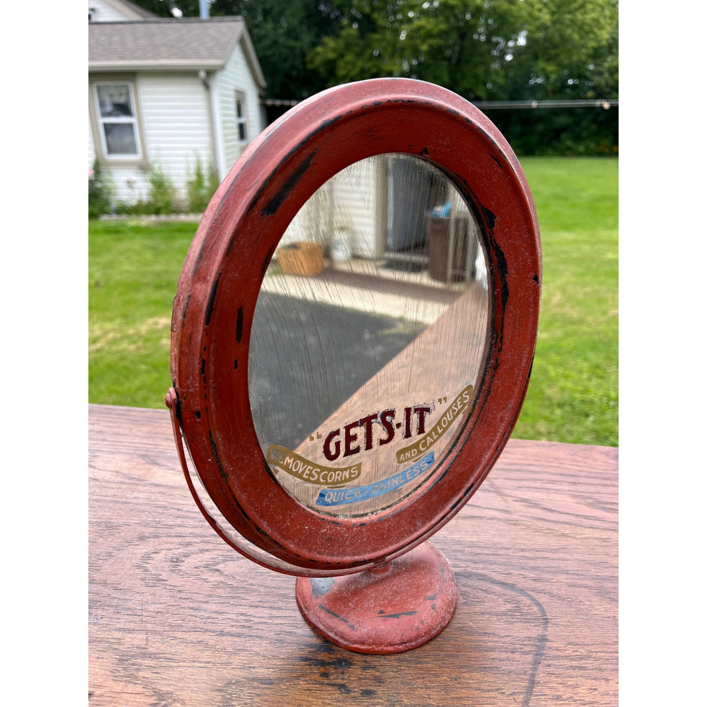 Antique Drug Store Counter Top Mirror Gets It Medicine Corn Remover Advertising