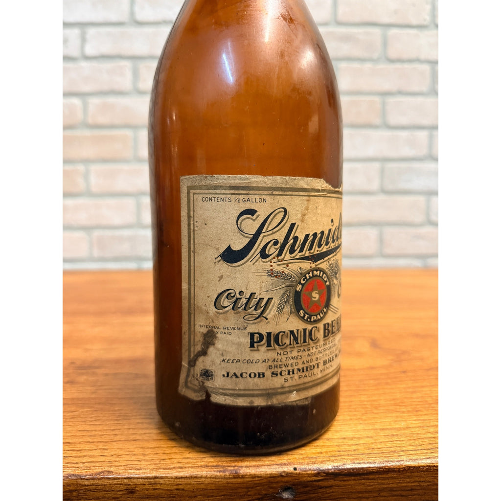1/2 Gallon Schmidt's Picnic Beer Bottle Jacob Schmidt Brewing St. Paul Minn