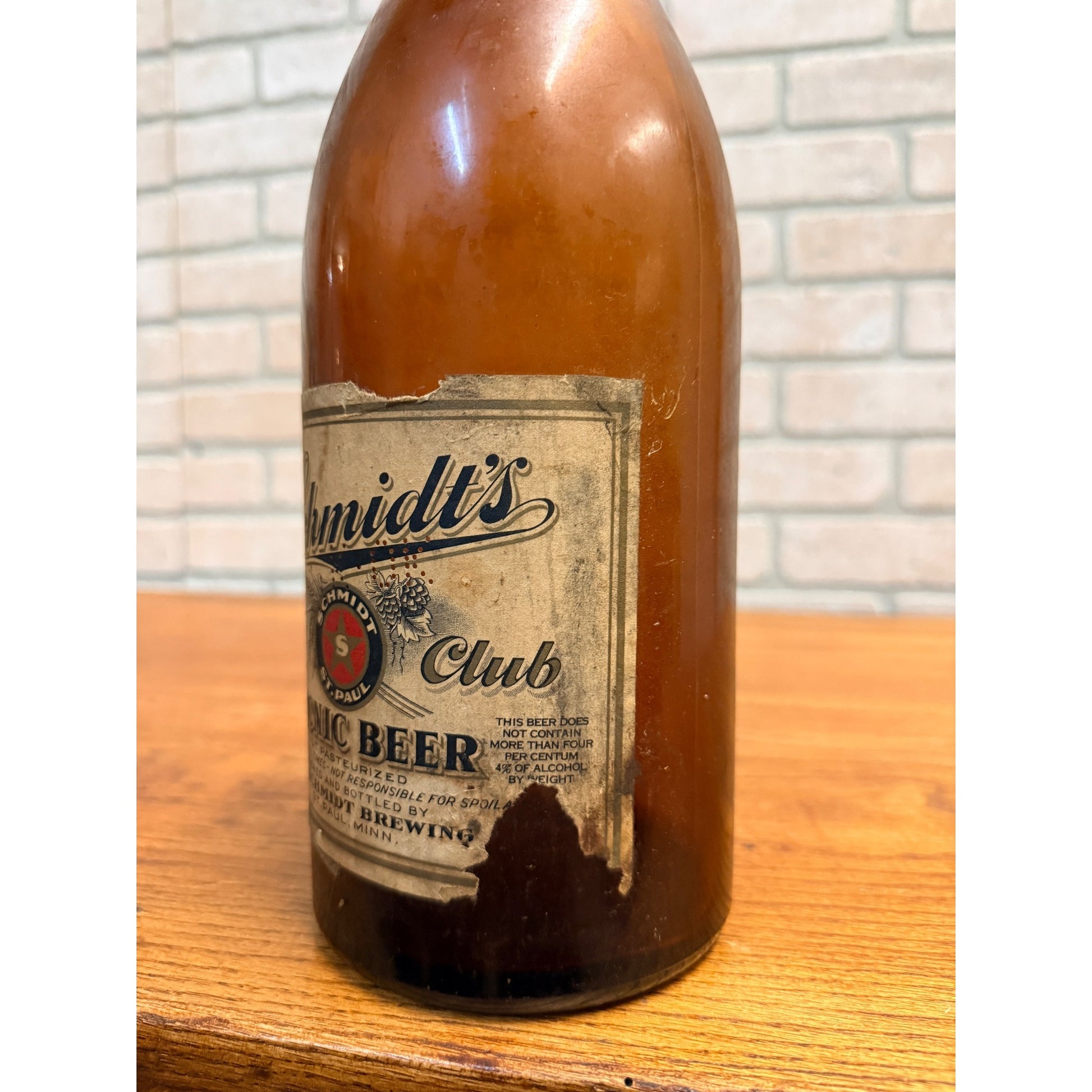 1/2 Gallon Schmidt's Picnic Beer Bottle Jacob Schmidt Brewing St. Paul Minn