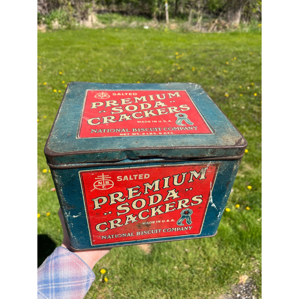 1920s Americana Premium Soda Crackers Advertising Tin National Biscuit Co USA NABISCO