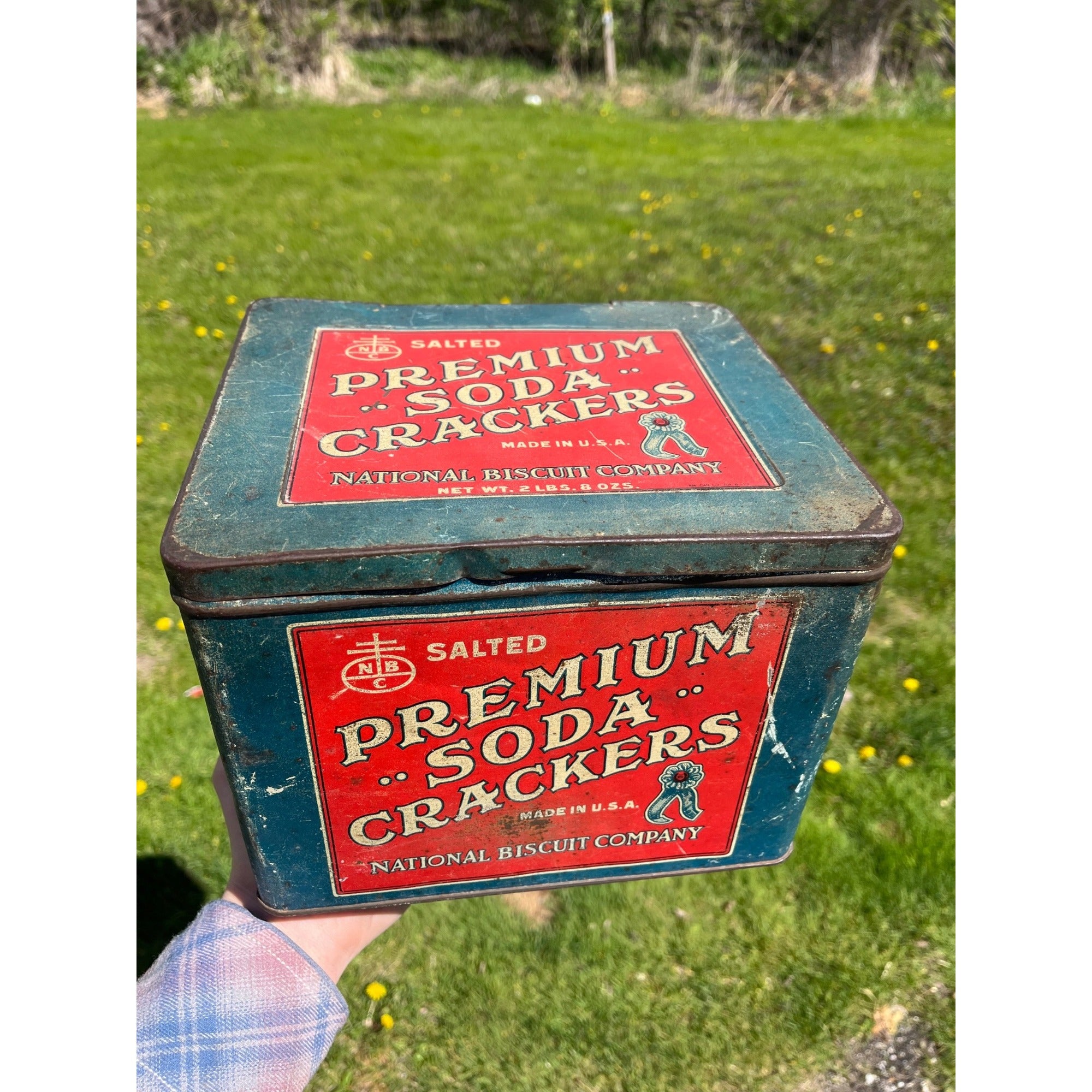 1920s Americana Premium Soda Crackers Advertising Tin National Biscuit Co USA NABISCO