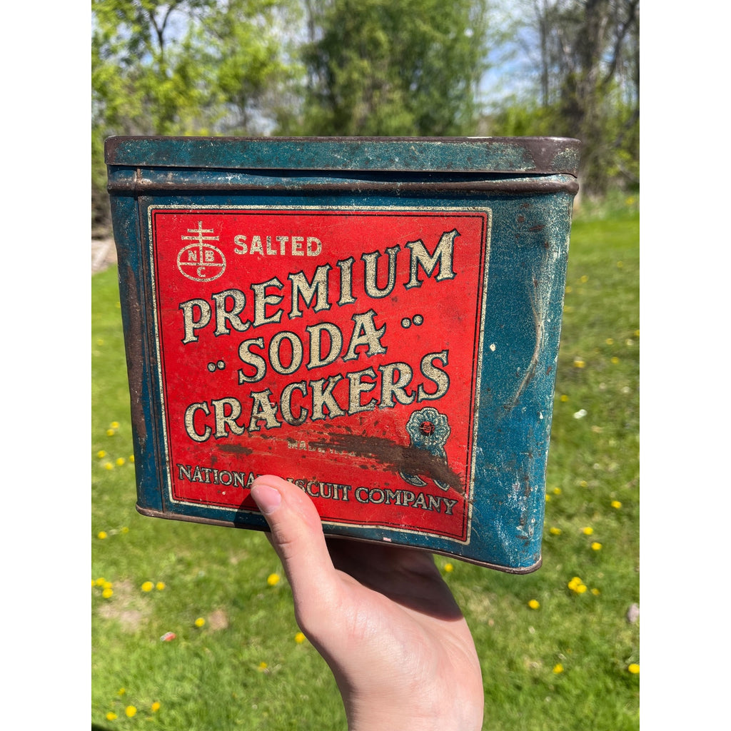 1920s Americana Premium Soda Crackers Advertising Tin National Biscuit Co USA NABISCO