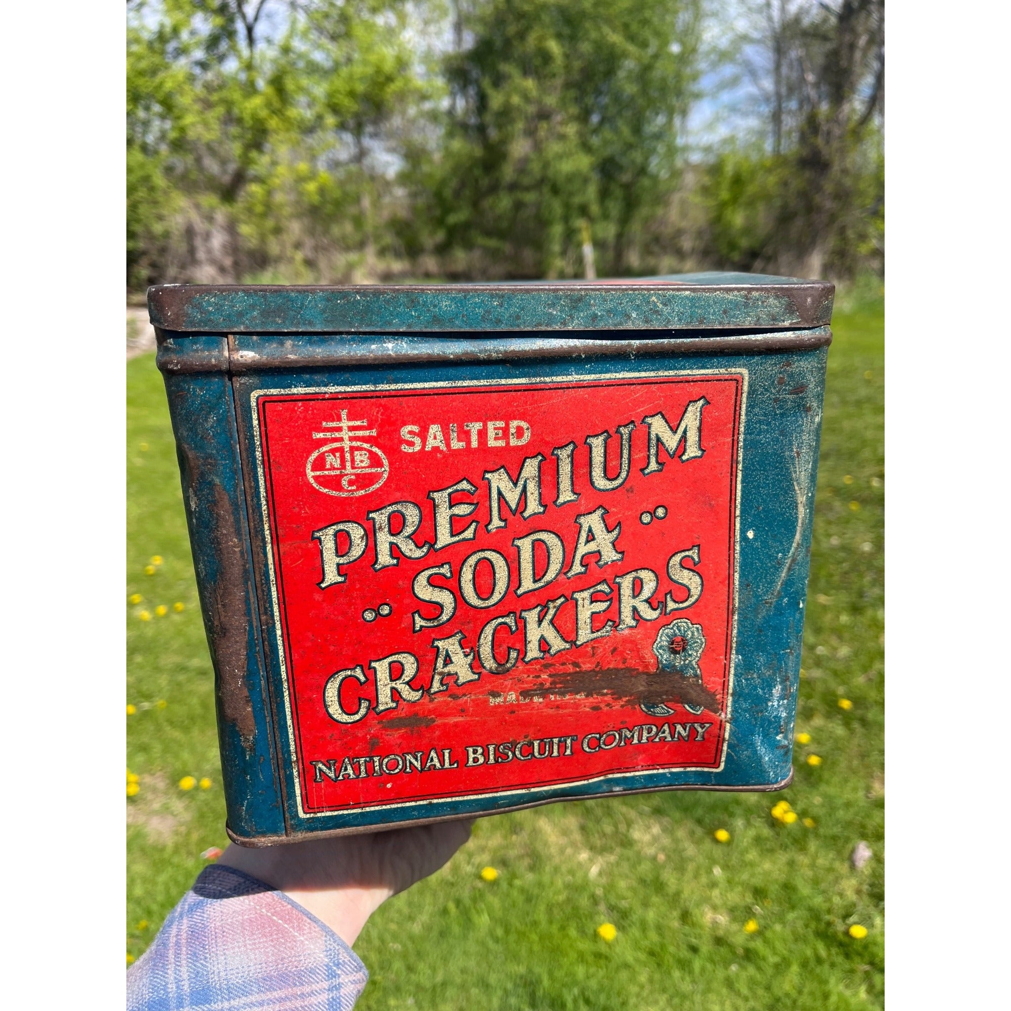 1920s Americana Premium Soda Crackers Advertising Tin National Biscuit Co USA NABISCO