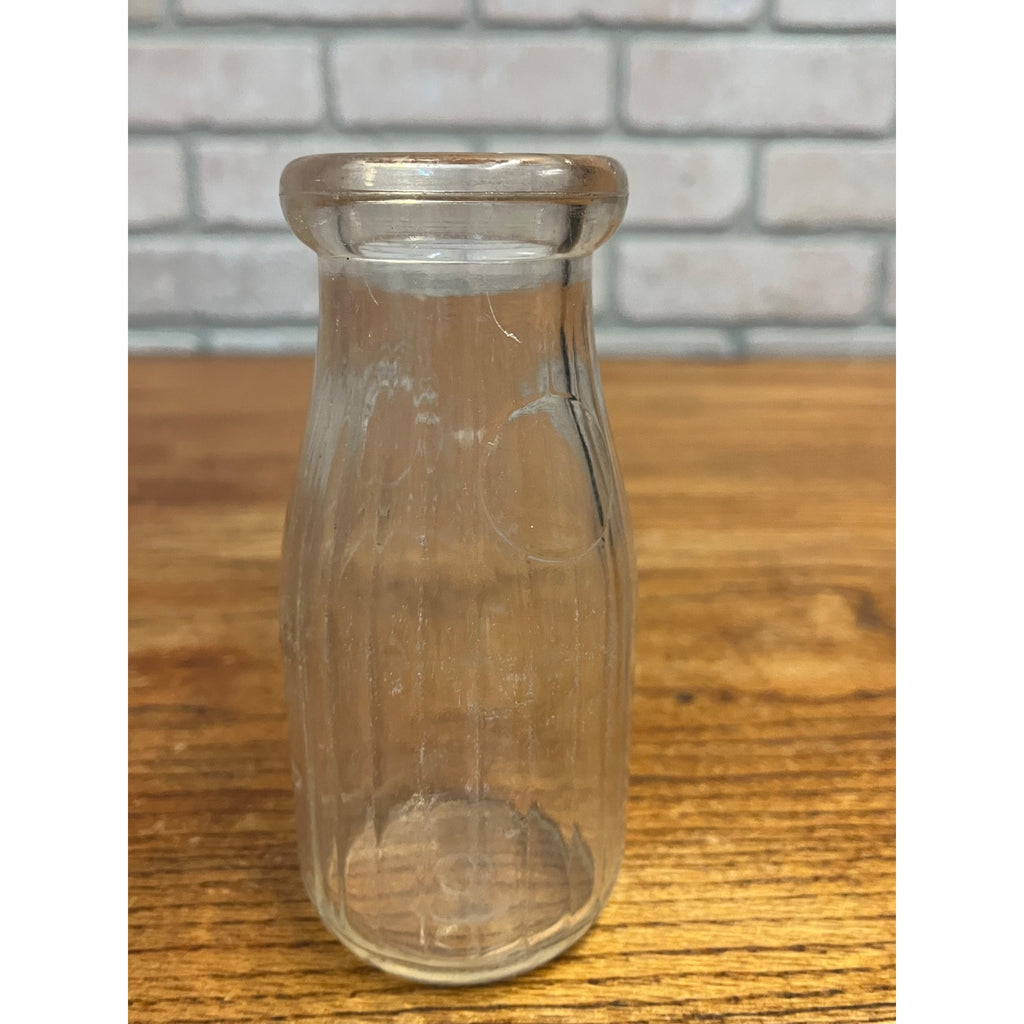 Vintage Luxerin Dairy Ribbed Glass Half-Pint Milk Bottle Fond du Lac, WI