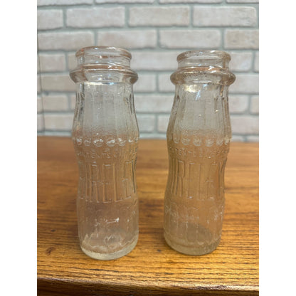 (2) Vintage Bireley's Half Pint 6-3/4oz Embossed Juice Soda Bottles Hollywood CA