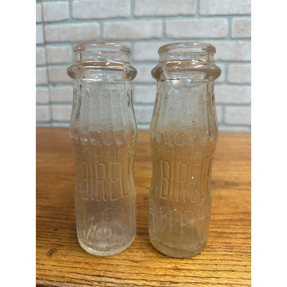 (2) Vintage Bireley's Half Pint 6-3/4oz Embossed Juice Soda Bottles Hollywood CA