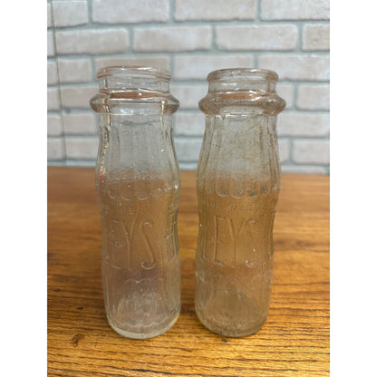 (2) Vintage Bireley's Half Pint 6-3/4oz Embossed Juice Soda Bottles Hollywood CA