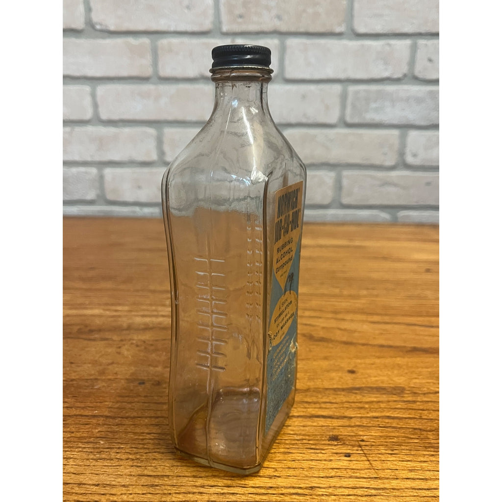 Vintage Norwich Nor-Go-Hol Rubbing Alcohol Bottle Pharmacy Medical Advertising
