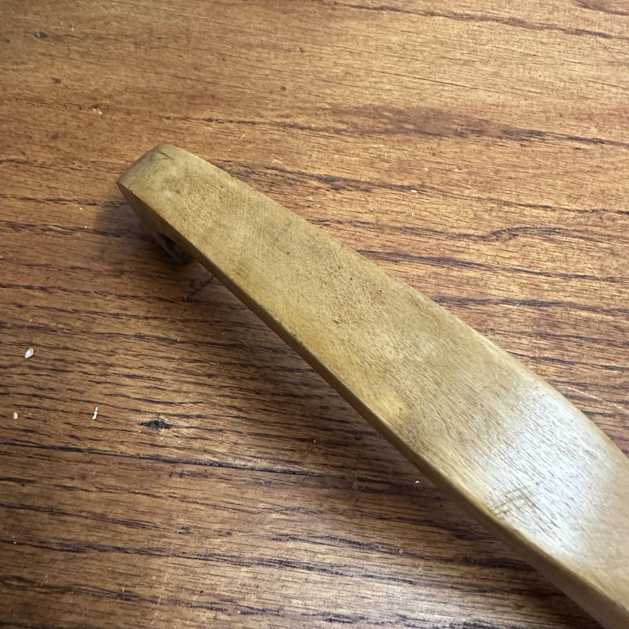 Antique Primitive Large 14.5” Hand Carved Wooden Wood Serving Spoon Curved Notch