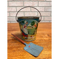 RARE Vintage Child's Sand Pail Toy Tin Litho Milkmaid & Her Bucket Aesop Fable