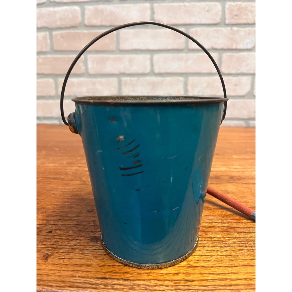 RARE Vintage Child's Sand Pail Toy Tin Litho Milkmaid & Her Bucket Aesop Fable