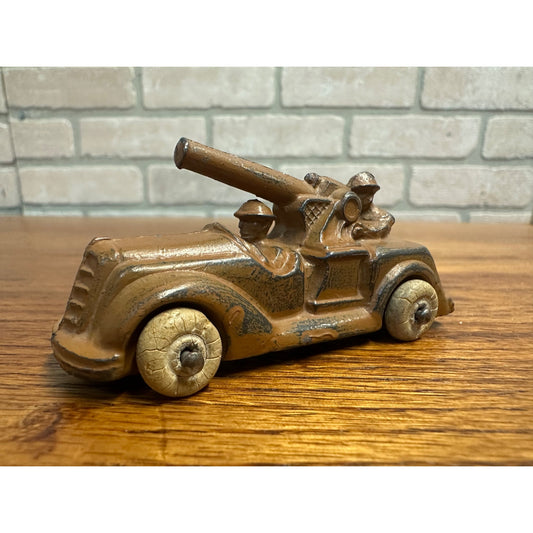 Artillery Cannon Car "Made in USA" Barclay Manoil Grey Iron Solider