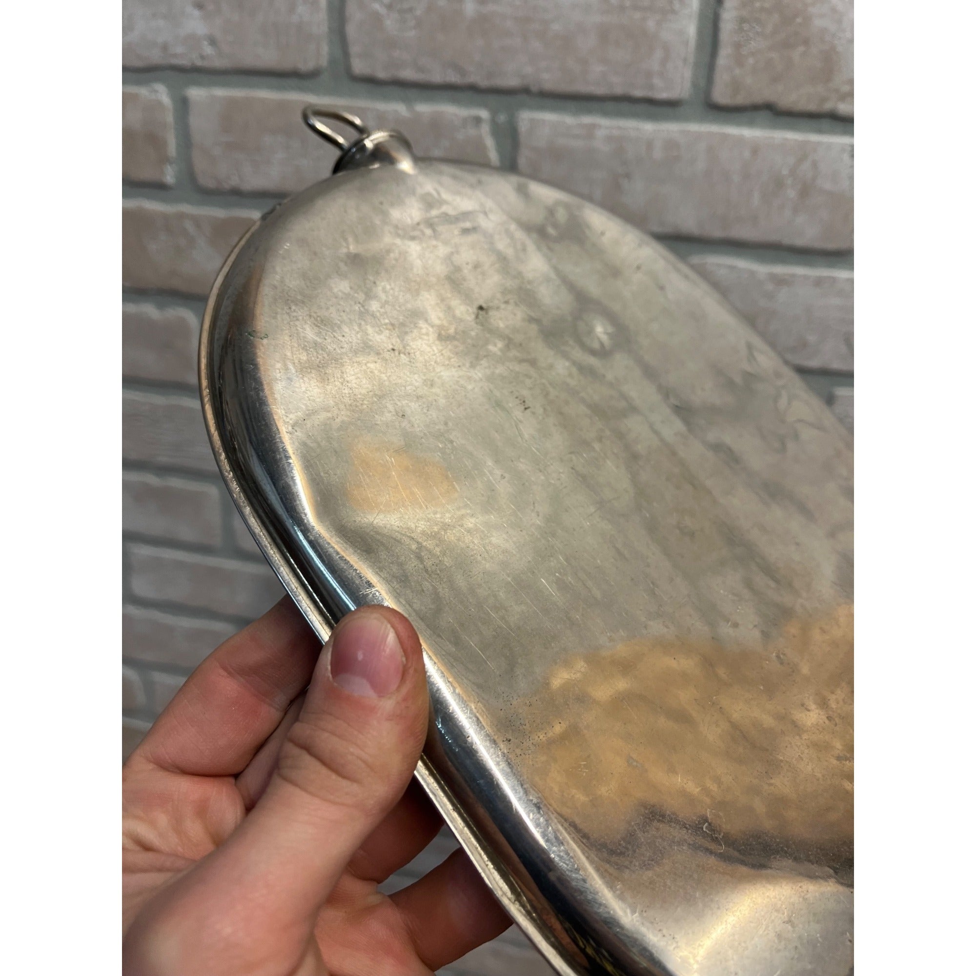 Antique Schrader Stainless Steel Metal Hot Water Bottle Bed Warmer w/ Plug