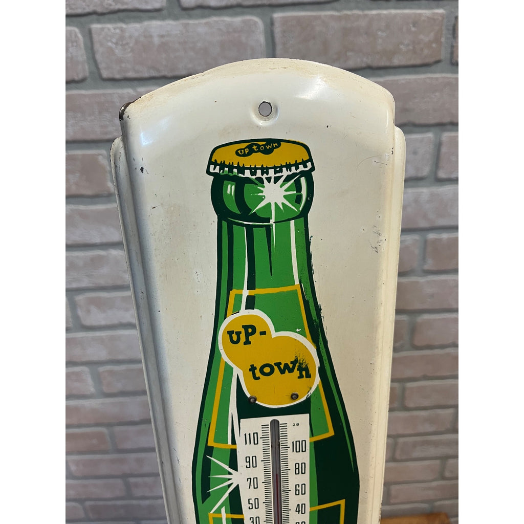 Vintage Up-Town Beverages Soda Advertising Thermometer Sign Uptown