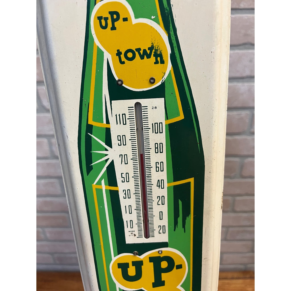 Vintage Up-Town Beverages Soda Advertising Thermometer Sign Uptown