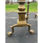 Antique Brass Claw Foot Fireplace Log Holder Andirons Heavy 31" Vintage