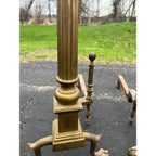 Antique Brass Claw Foot Fireplace Log Holder Andirons Heavy 31" Vintage