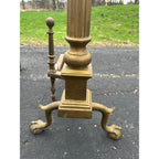Antique Brass Claw Foot Fireplace Log Holder Andirons Heavy 31" Vintage